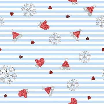 Seamless  christmas festive pattern background with santa glitter clothes ele Stock Illustration