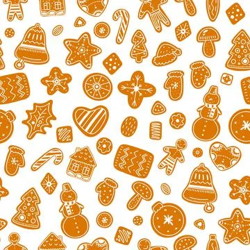Seamless Christmas gingerbread cookie pattern Stock Illustration