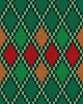 Seamless christmas knitted pattern. style knit woolen jacquard ornament Stock Illustration