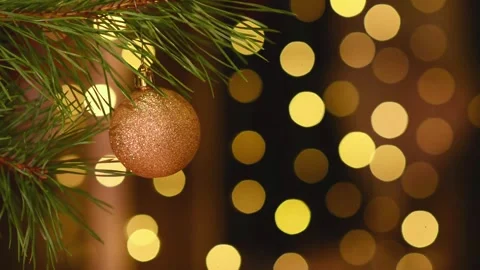 Seamless Christmas Loop with Bauble and Blinking Bokeh Lights Stock-Footage 344391432