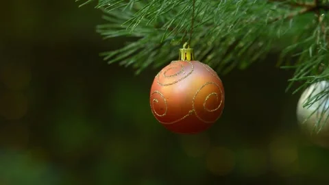 Seamless Christmas Loop with Bauble and Blinking Bokeh Lights Stockbeeldmateriaal 344391435