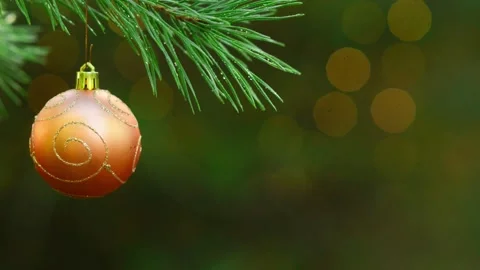 Seamless Christmas Loop of Green Bauble and Blinking Bokeh Lights Stock-Footage 344391409