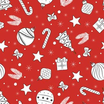 Seamless Christmas Ornament Pattern ,Vector Stock Illustration