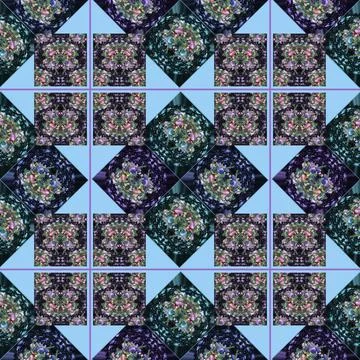 Seamless Christmas pattern on blue square background Stockfoto's