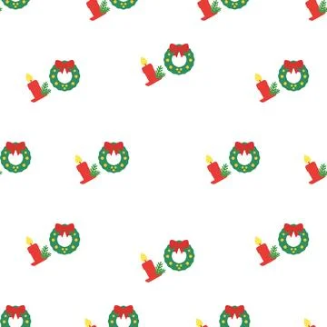 Seamless Christmas pattern with candles and wreaths. Stockillustratie