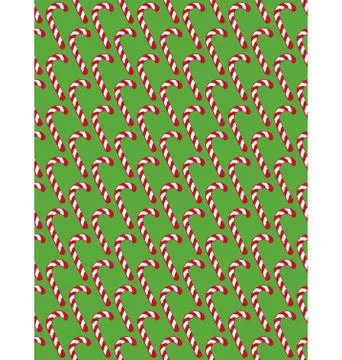 Seamless Christmas Pattern with Candy Cane Stick Isolated on Gre Stock Illustration