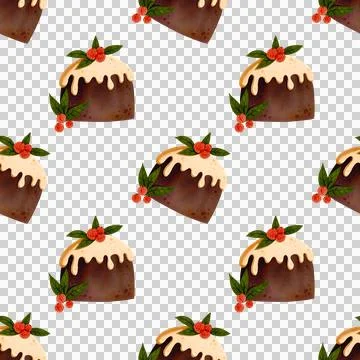 Seamless Christmas pattern. Chocolate cake. Christmas pie decorated with icing Illustrazione stock