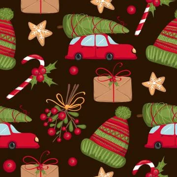 Seamless christmas pattern. Christmas elements. Vector EPS 10 Stock Illustration