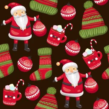 Seamless christmas pattern. Christmas elements. Vector EPS 10 Stock Illustration