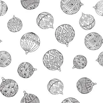 Seamless Christmas pattern. Christmas tree balls. Vector illustration. Stock Illustration