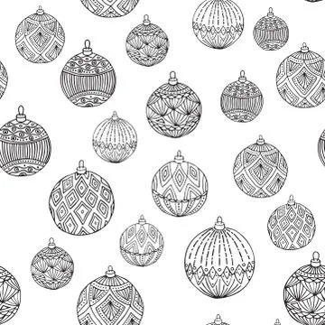 Seamless Christmas pattern. Christmas tree balls. Vector illustration. Stock Illustration