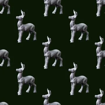 Seamless Christmas pattern. A Christmas tree toy, a shining silver deer stand Foto stock
