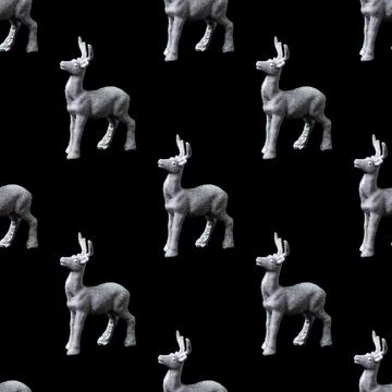 Seamless Christmas pattern. Christmas tree toy, shining silver deer standing  Foto stock