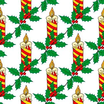 Seamless christmas pattern of christmas trees, stars and snowflakes. Seamless Stock Illustration