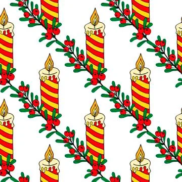 Seamless christmas pattern of christmas trees, stars and snowflakes. Seamless Stock Illustration