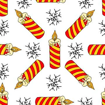 Seamless christmas pattern of christmas trees, stars and snowflakes. Seamless Stock Illustration