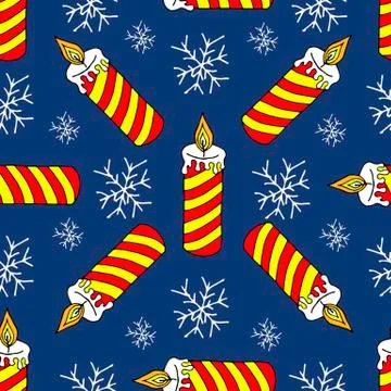 Seamless christmas pattern of christmas trees, stars and snowflakes. Seamless Stock Illustration