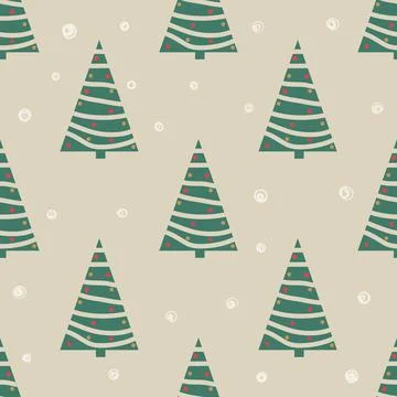 Seamless Christmas pattern with Christmas trees Stock Illustration