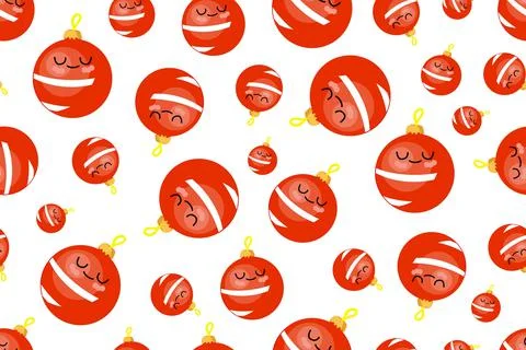 Seamless christmas pattern. Cute characters New Year. Christmas decorations.  Stock Illustration