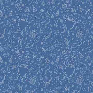 Seamless Christmas pattern with cute characters and holiday elements. Winter  Illustrazione stock