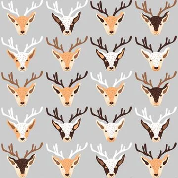 Seamless Christmas pattern with deer Stock Illustration