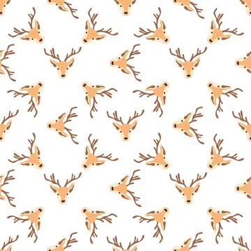 Seamless Christmas pattern with deer Stock Illustration