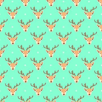 Seamless Christmas pattern with deer. Vector illustration Illustrazione stock