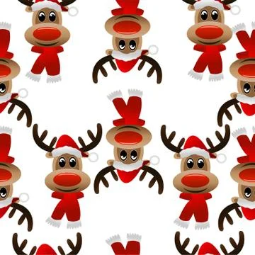 Seamless Christmas pattern with deers Stock Illustration