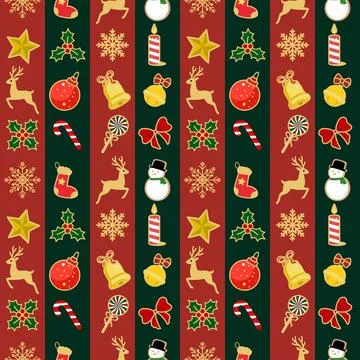 Seamless Christmas Pattern Design with Festive Elements Stock Illustration