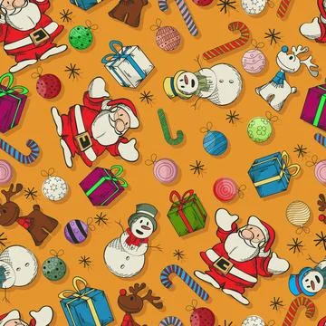 Seamless Christmas pattern design Seamless snow man, Santa and reindeer ch... Stock Photos