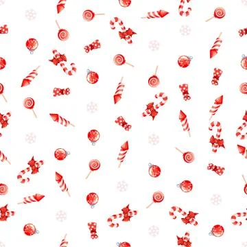 Seamless Christmas pattern with different elements. Happy New Year background イラスト素材
