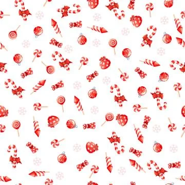 Seamless Christmas pattern with different elements. Happy New Year background Stock Illustration