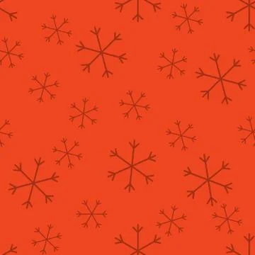 Seamless Christmas pattern doodle with hand random drawn snowflakes.Wrapping  Stock Illustration