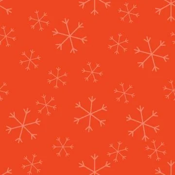 Seamless Christmas pattern doodle with hand random drawn snowflakes.Wrapping  Stock Illustration