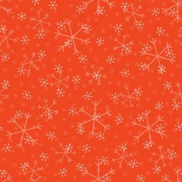 Seamless Christmas pattern doodle with hand random drawn snowflakes.Wrapping  Illustrazione stock