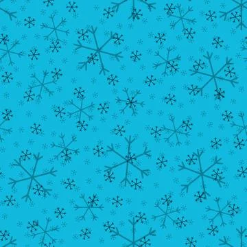 Seamless Christmas pattern doodle with hand random drawn snowflakes.Wrapping  Stock Illustration