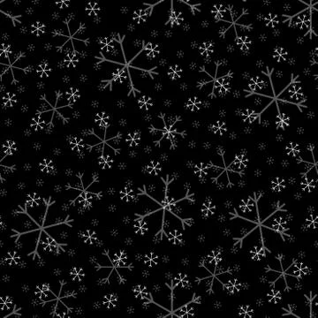 Seamless Christmas pattern doodle with hand random drawn snowflakes.Wrapping  Illustrazione stock