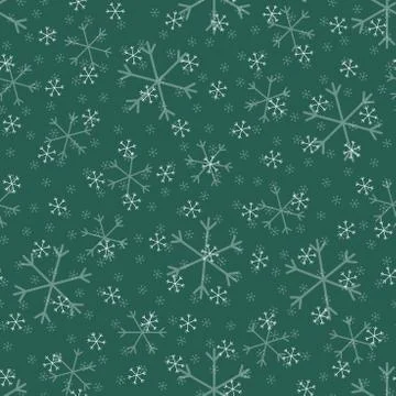 Seamless Christmas pattern doodle with hand random drawn snowflakes.Wrapping  Stock Illustration