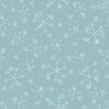 Seamless Christmas pattern doodle with hand random drawn snowflakes.Wrapping  Stock Illustration