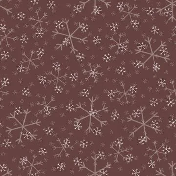 Seamless Christmas pattern doodle with hand random drawn snowflakes.Wrapping  Stock Illustration