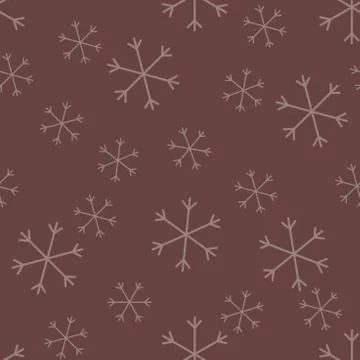Seamless Christmas pattern doodle with hand random drawn snowflakes.Wrapping  Stock Illustration