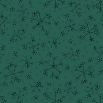Seamless Christmas pattern doodle with hand random drawn snowflakes.Wrapping  Stock Illustration