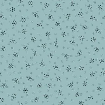 Seamless Christmas pattern doodle with hand random drawn snowflakes.Wrapping  Stock Illustration