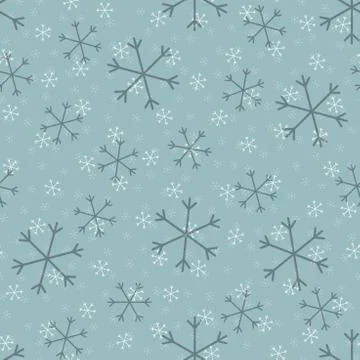 Seamless Christmas pattern doodle with hand random drawn snowflakes.Wrapping  Stock Illustration