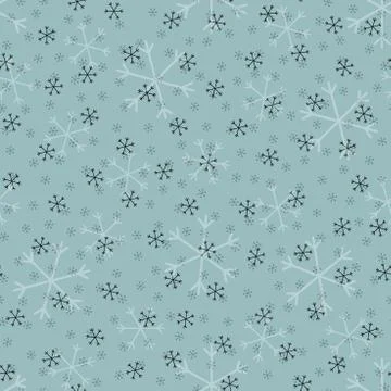 Seamless Christmas pattern doodle with hand random drawn snowflakes.Wrapping  Stock Illustration