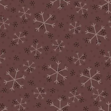 Seamless Christmas pattern doodle with hand random drawn snowflakes.Wrapping  イラスト素材