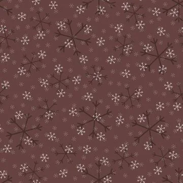 Seamless Christmas pattern doodle with hand random drawn snowflakes.Wrapping  Stock Illustration
