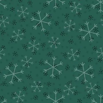Seamless Christmas pattern doodle with hand random drawn snowflakes.Wrapping  Stock Illustration