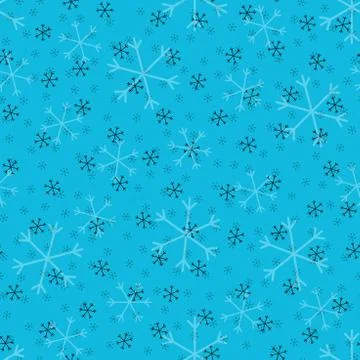 Seamless Christmas pattern doodle with hand random drawn snowflakes.Wrapping  Stock Illustration