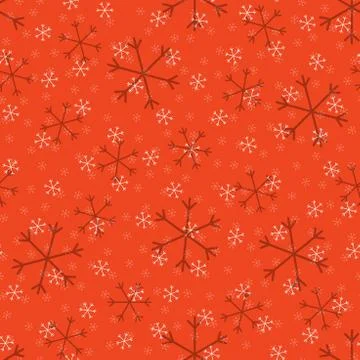 Seamless Christmas pattern doodle with hand random drawn snowflakes.Wrapping  Stock Illustration